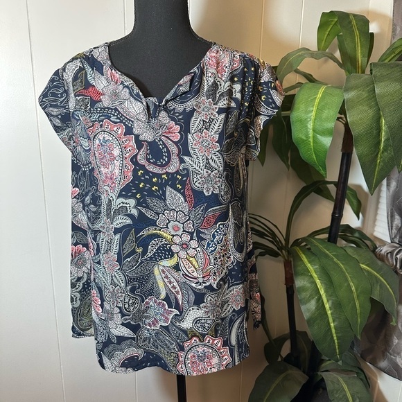 Daniel Rainn DR 2 Navy Paisley Women’s Large Blouse - Picture 5 of 11